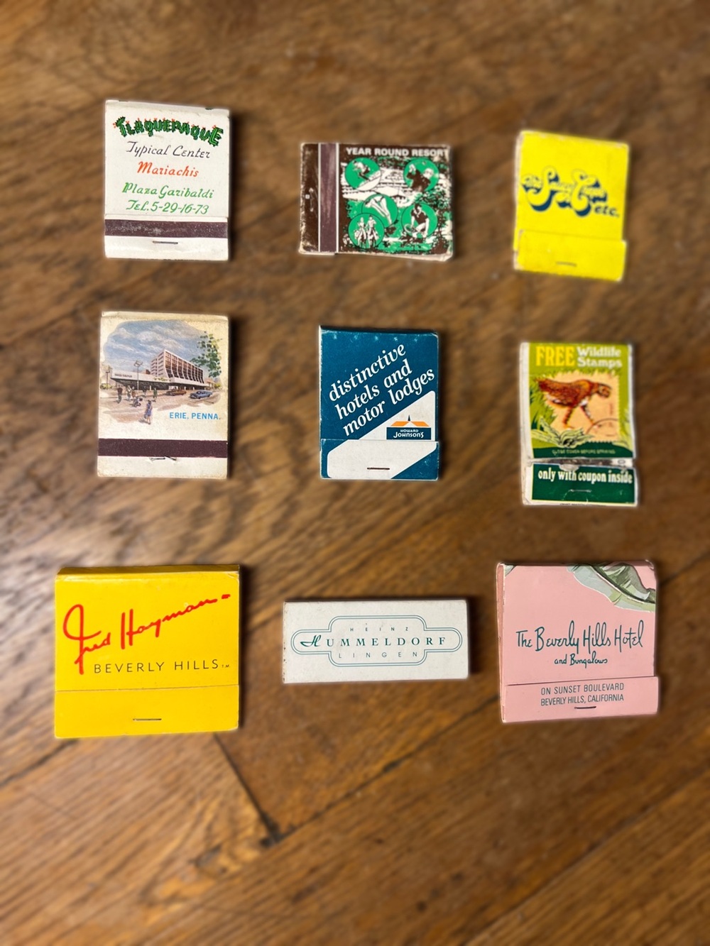 Vintage Mixed Hotel Matchbox Lot - Multi-Color